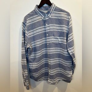 American Eagle Blue & White Striped Linen Cotton Button Down Shirt Men’s Medium